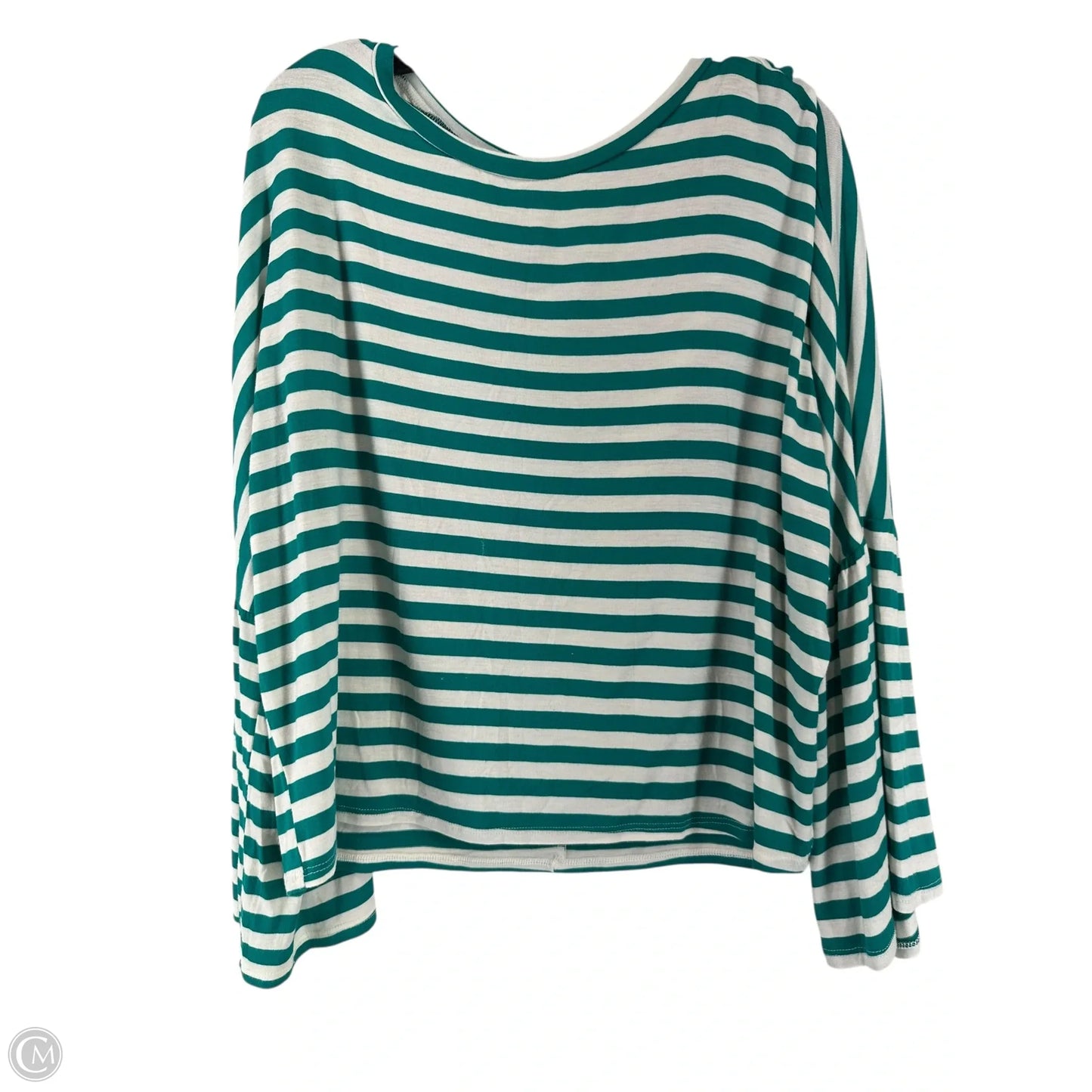 Top Long Sleeve By Fantastic Fawn In Green & White, Size: M