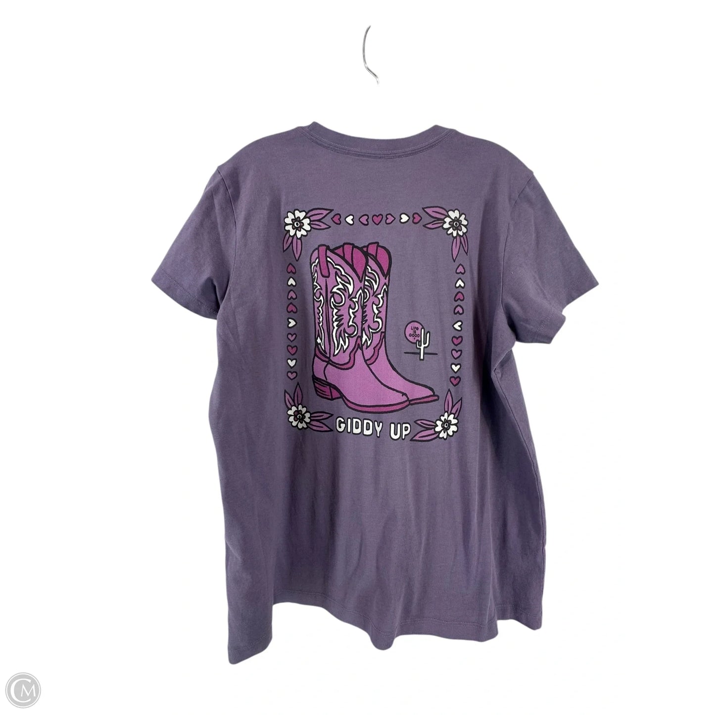 Top Short Sleeve By Life Is Good In Purple, Size: L