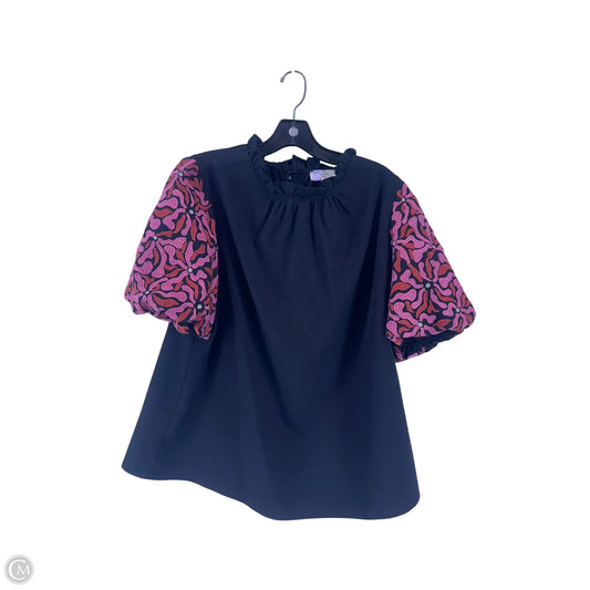 Top Short Sleeve By Entro In Black & Pink, Size: L