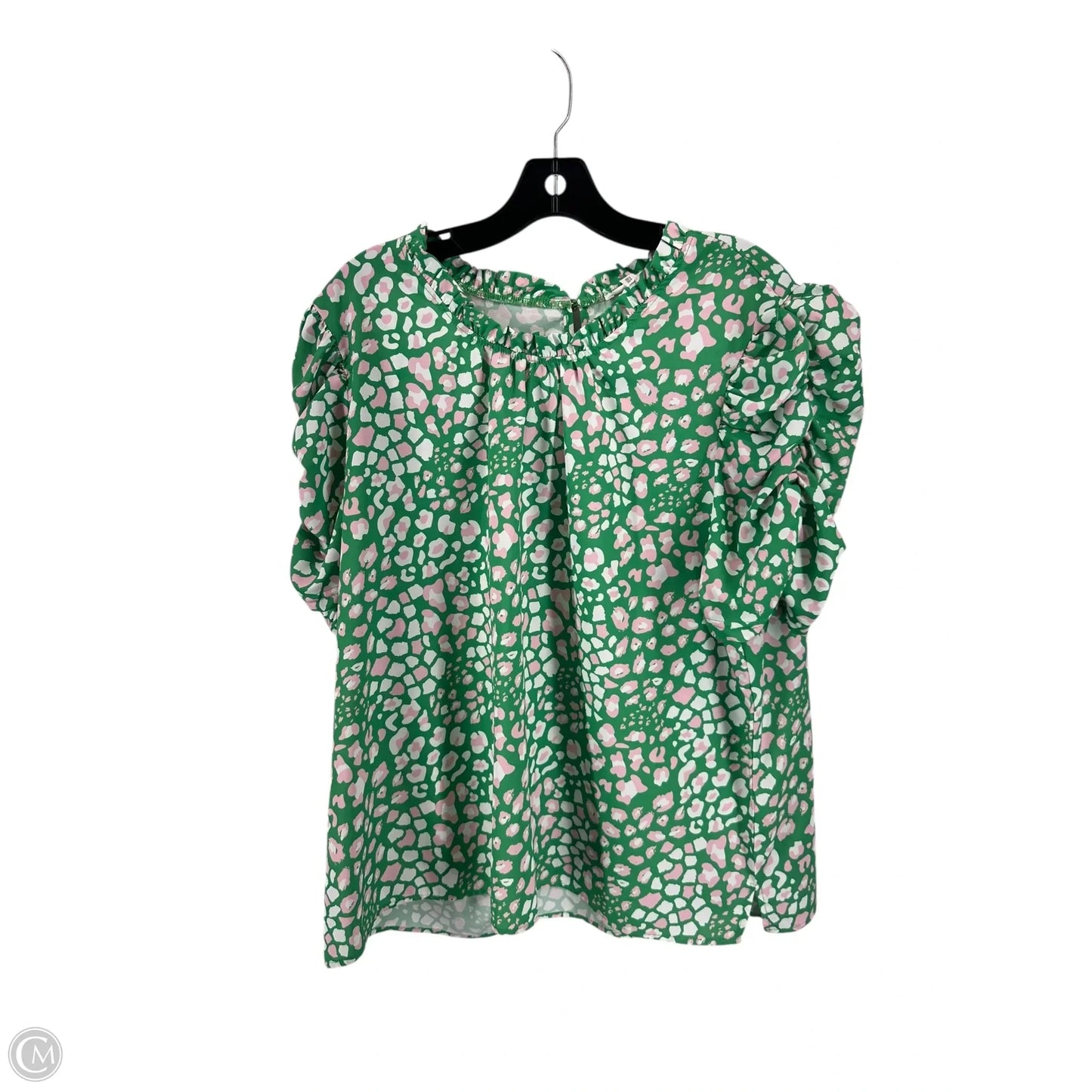 Top Short Sleeve By Mary Square In Green & Pink, Size: Xl