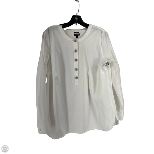 Top Long Sleeve By Talbots In White, Size: L