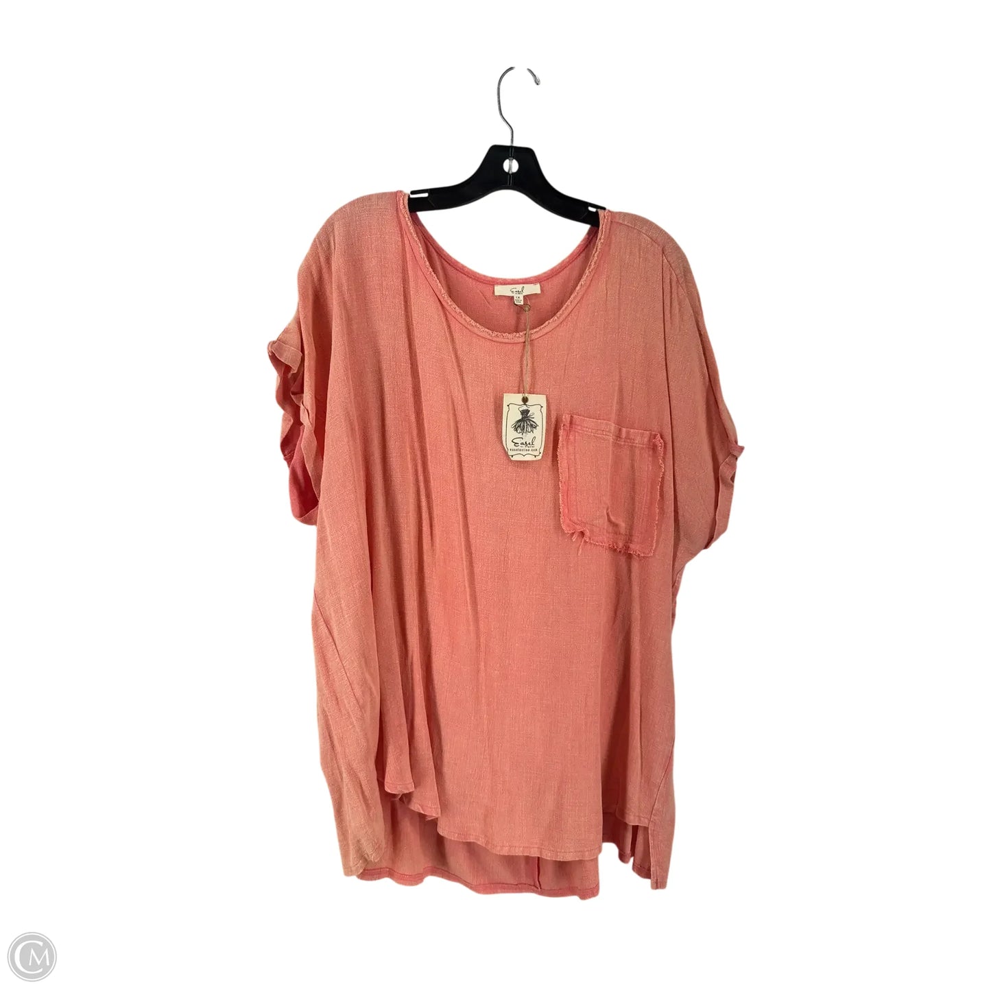 Top Short Sleeve By Easel In Coral, Size: 1x