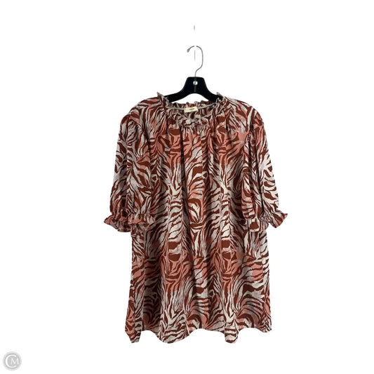 Blouse Short Sleeve By Entro In Zebra Print, Size: 1x