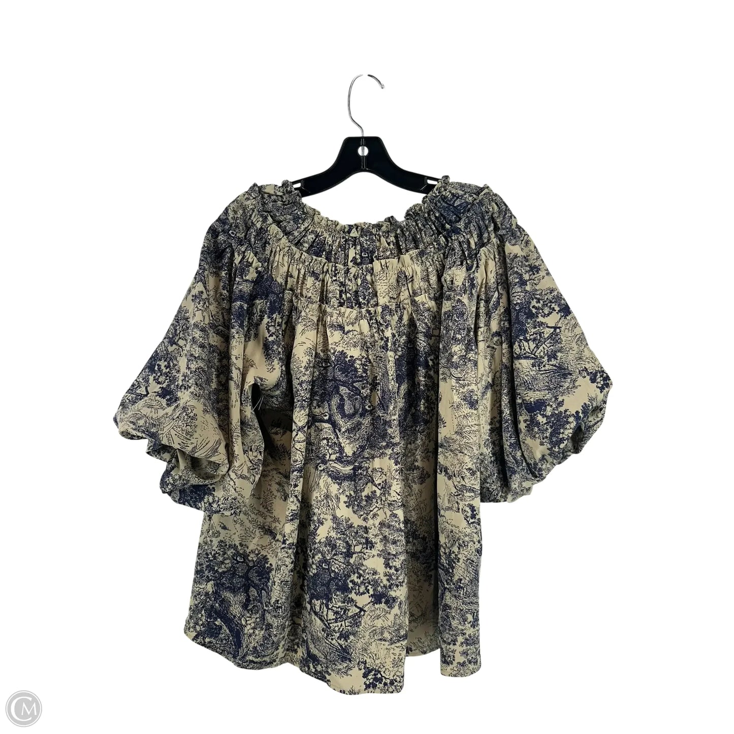 Blouse Short Sleeve By Entro In Blue & Grey, Size: L