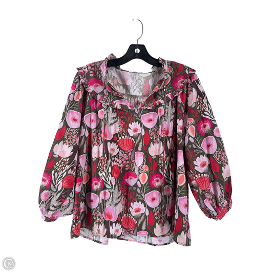 Blouse 3/4 Sleeve By Entro In Floral Print, Size: L