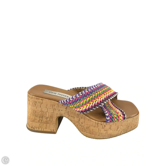 Sandals Heels Block By Steve Madden In Multi-colored, Size: 8