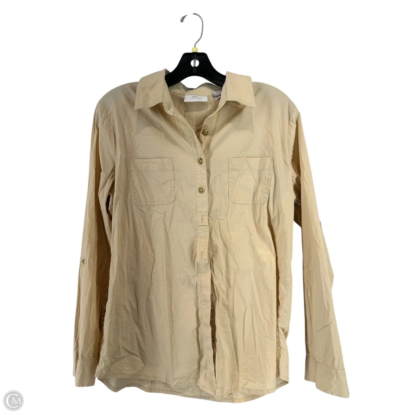 Top Long Sleeve By Chicos In Tan, Size: M