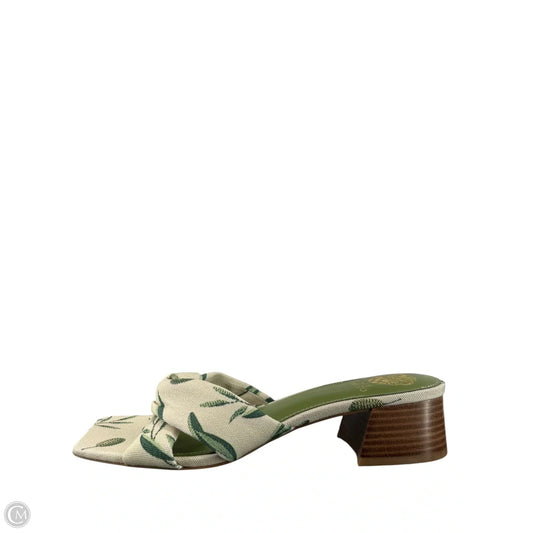 Sandals Heels Block By Vince Camuto In Cream & Green, Size: 10