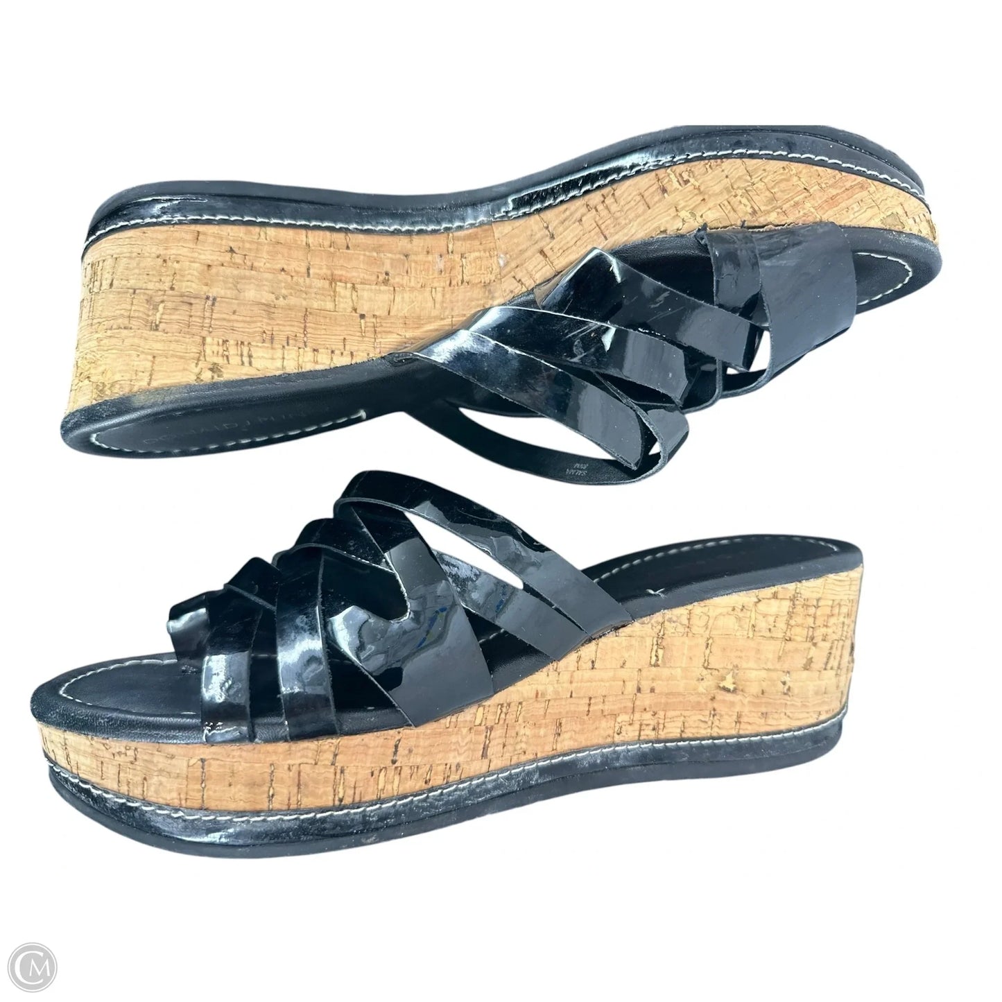 Sandals Heels Wedge By Donald Pliner In Black & Tan, Size: 8.5