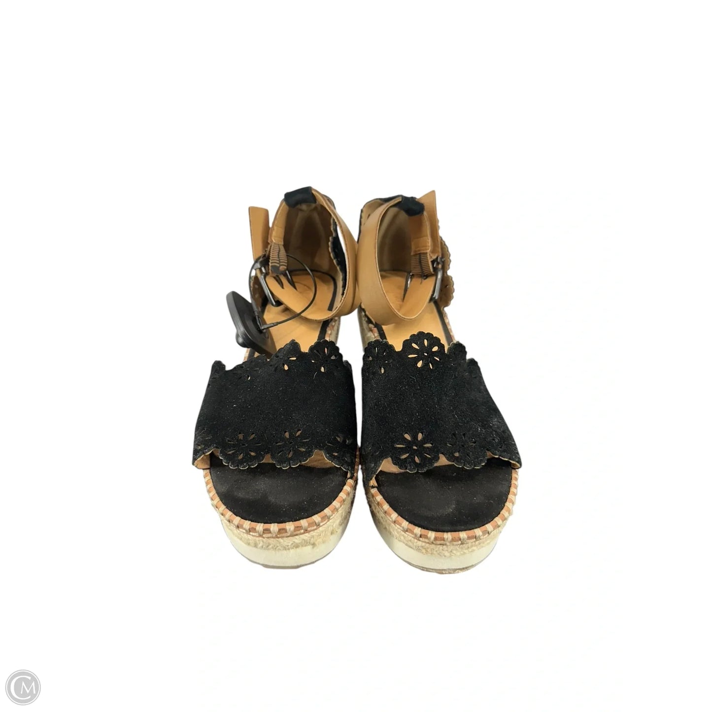 Sandals Heels Wedge By Crown Vintage In Black, Size: 7.5
