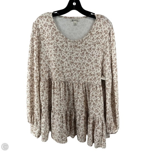 Top Long Sleeve By Versona In Cream & Tan, Size: L