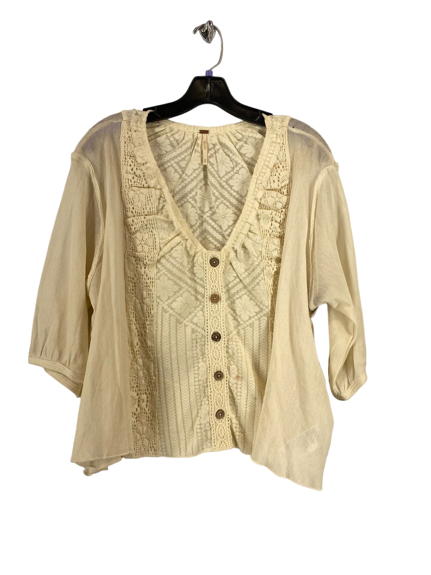 Cream Top 3/4 Sleeve Free People, Size M