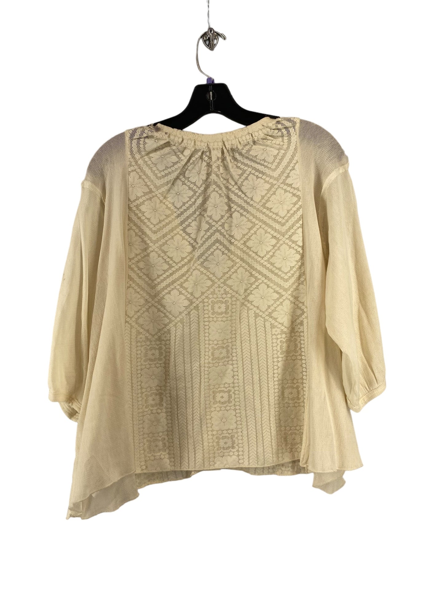 Cream Top 3/4 Sleeve Free People, Size M