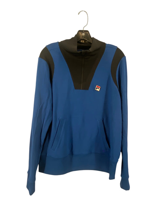 Athletic Top Long Sleeve Collar By Fila In Navy, Size: M