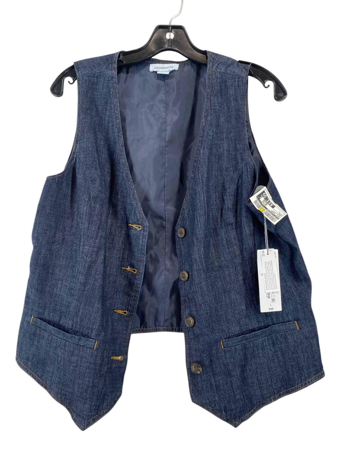 Vest Other By Liz Claiborne In Blue Denim, Size: L