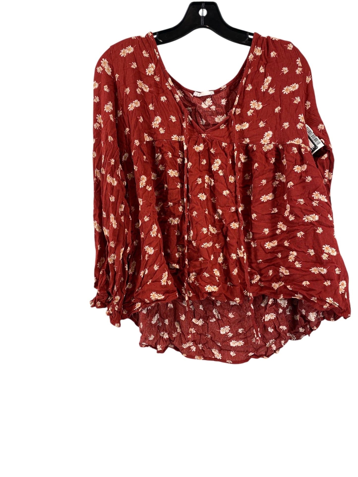 Top 3/4 Sleeve By Chicsoul In Red, Size: 1x