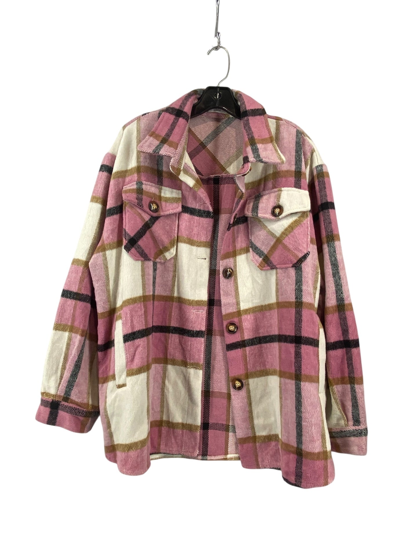 Jacket Shirt By Clothes Mentor In Pink, Size: 2x