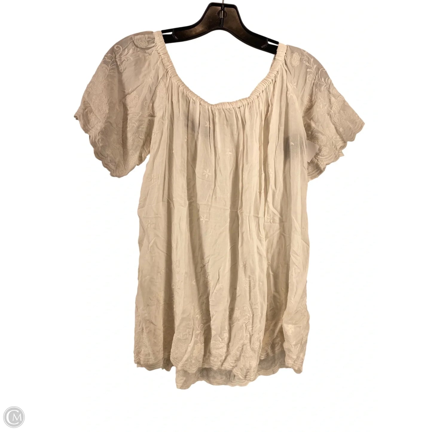 Top Short Sleeve By Blue Rain In White, Size: L