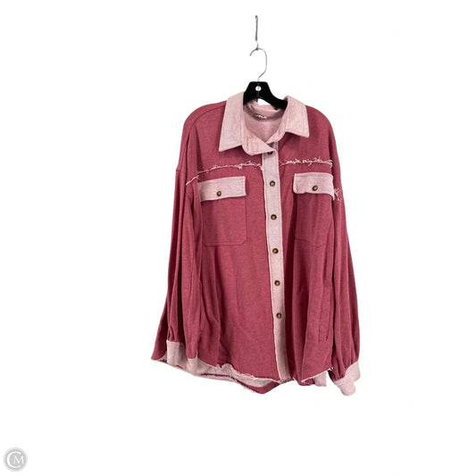 Jacket Shirt By Pol In Purple, Size: L