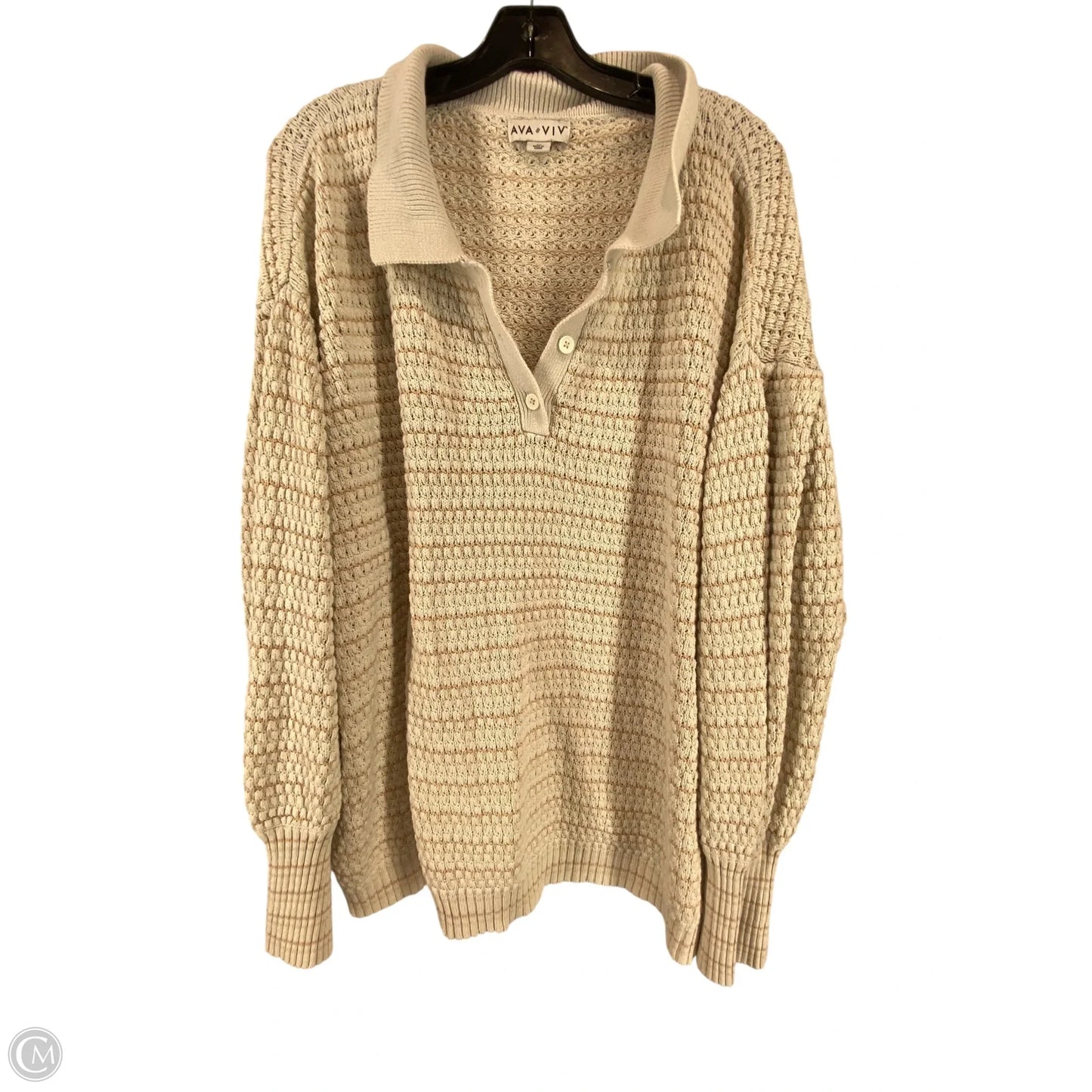 Top Long Sleeve By Ava & Viv In Cream, Size: 4x