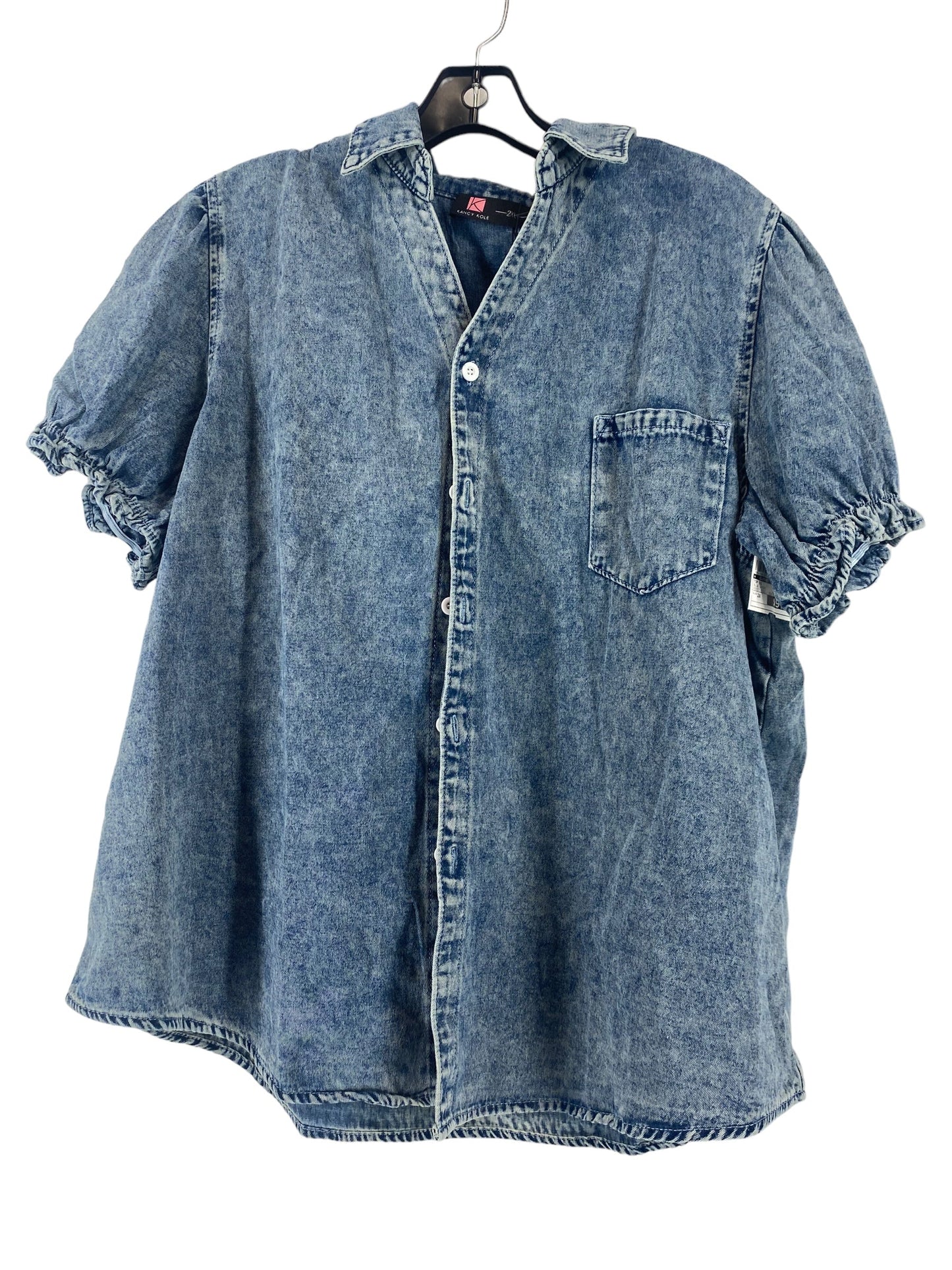 Blue Denim Top Short Sleeve Clothes Mentor, Size 2x