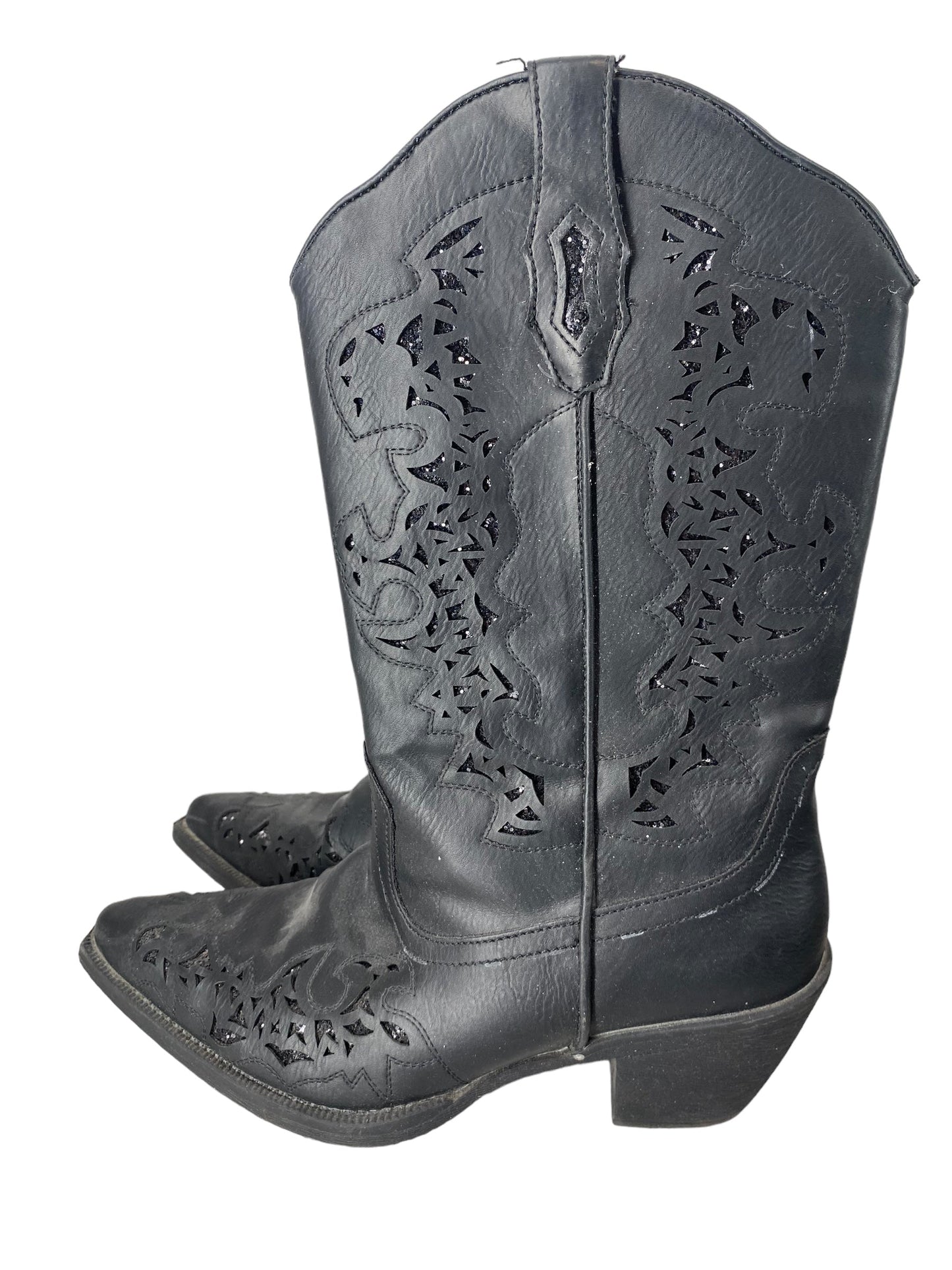 Black Boots Western Roper, Size 6