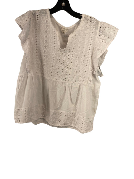 White Top Short Sleeve Nicole Miller, Size L