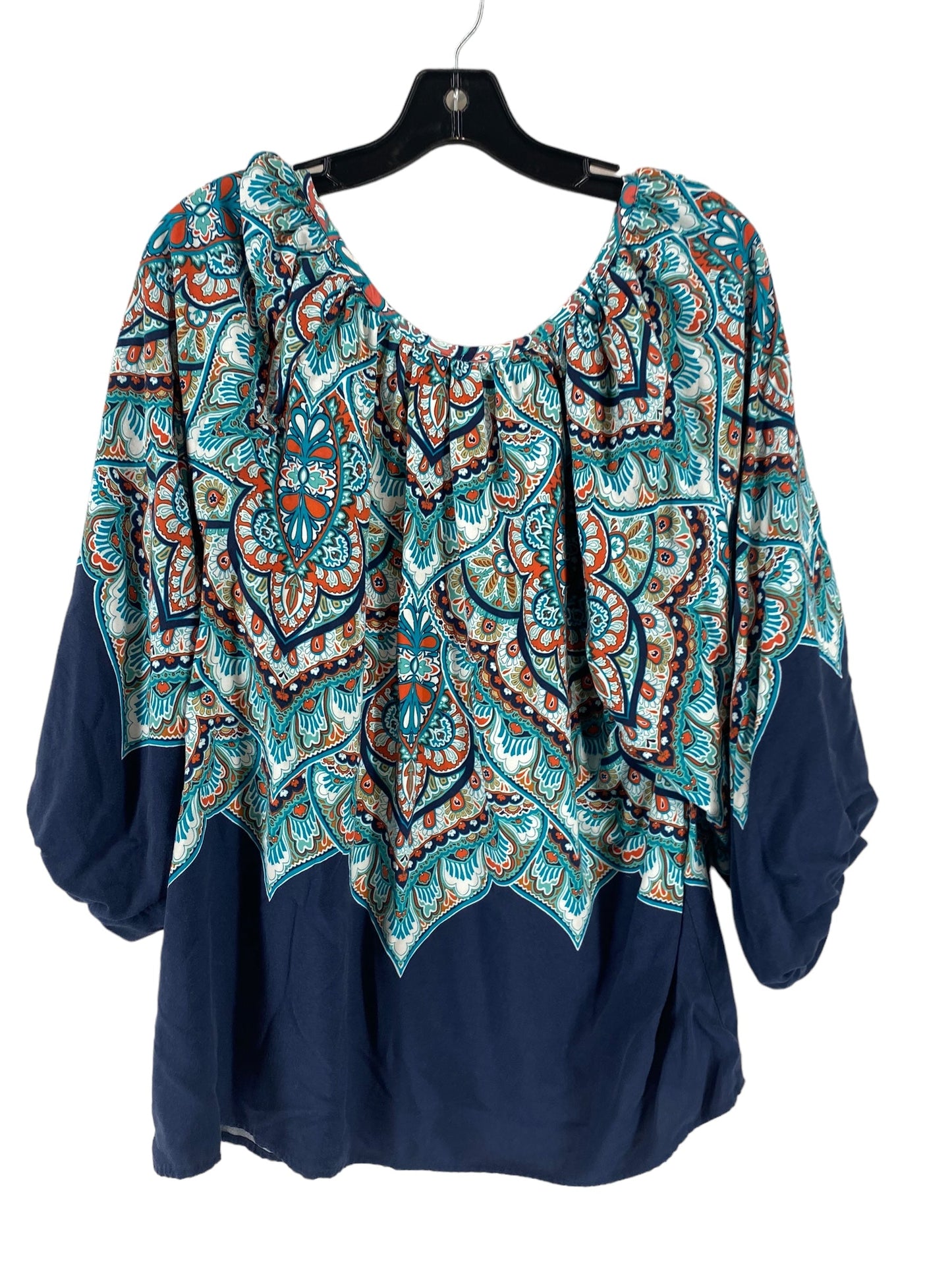 Blue Top 3/4 Sleeve Ruby Rd, Size 1x