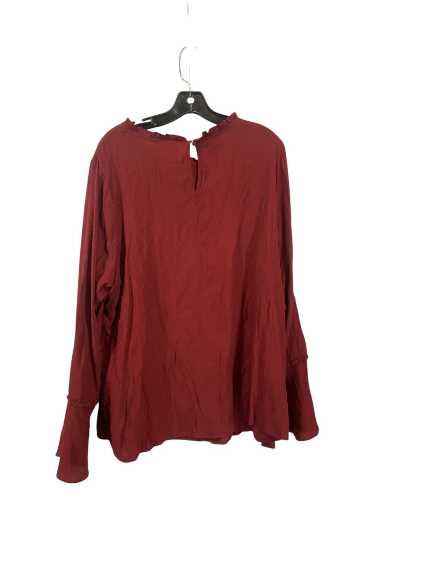 Top Long Sleeve By Ava & Viv In Maroon, Size: 2x