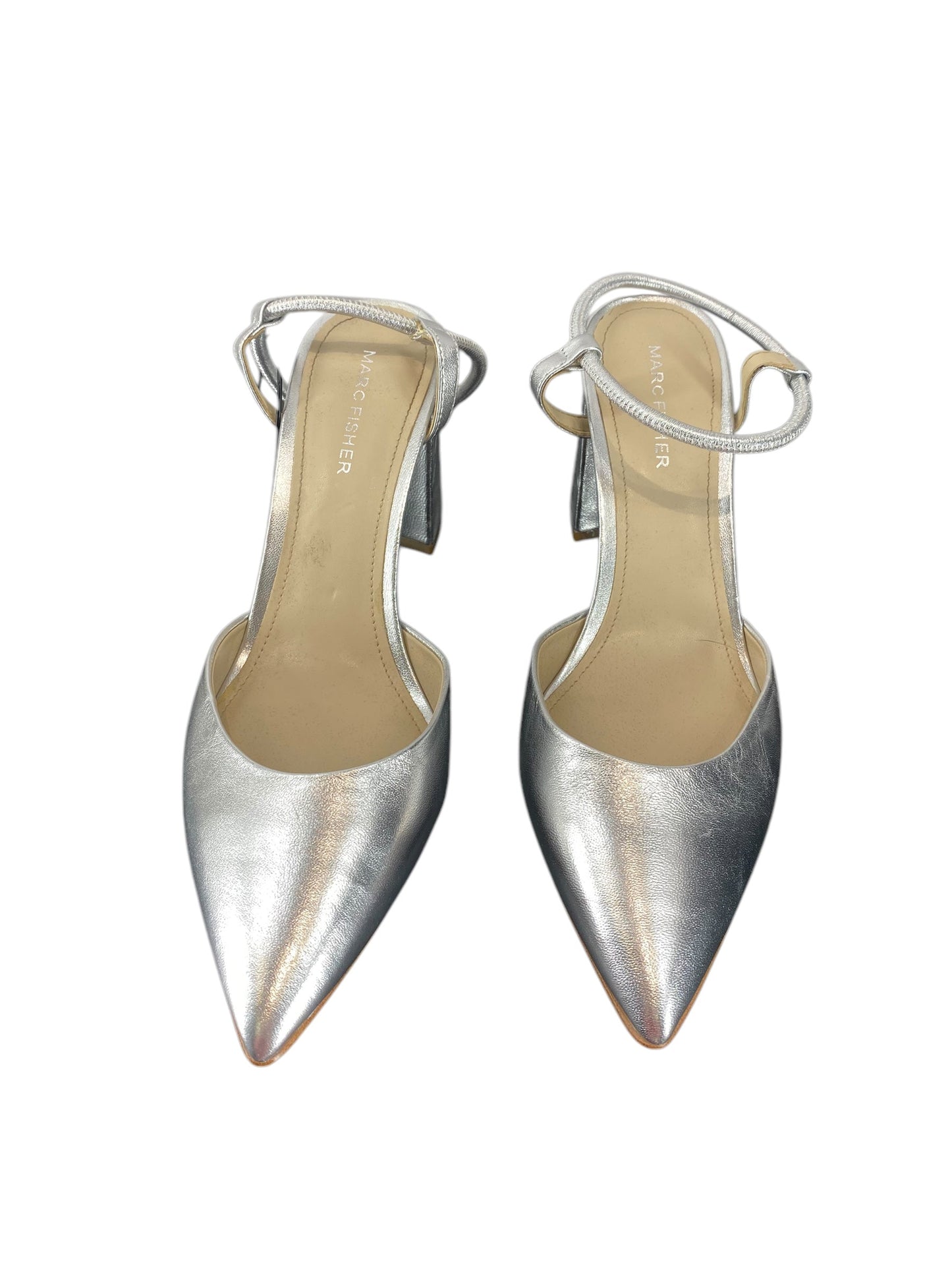 Shoes Heels Kitten By Marc Fisher In Silver, Size: 8.5