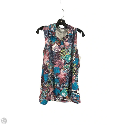 Athletic Tank Top By Nike In Floral Print, Size: M