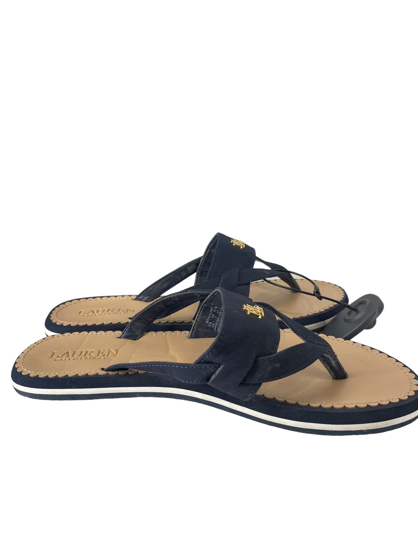 Black Sandals Flip Flops Ralph Lauren, Size 9