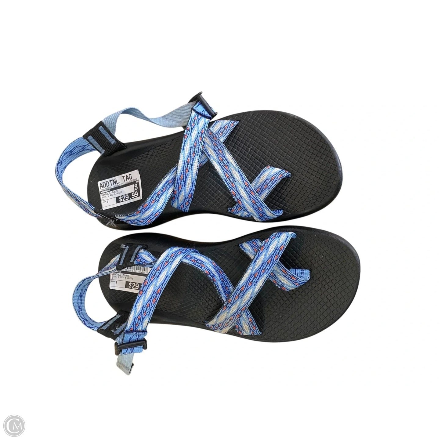 Sandals Flats By Chacos In Blue & Red & White, Size: 9