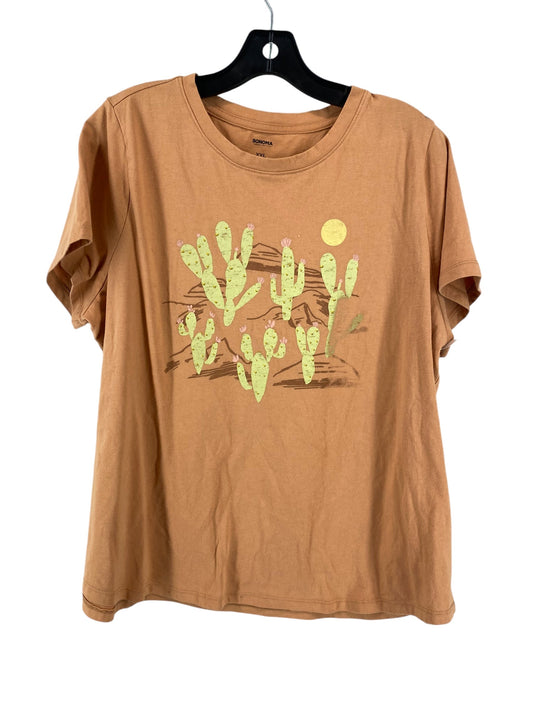 Top Short Sleeve By Sonoma In Tan, Size: Xxl