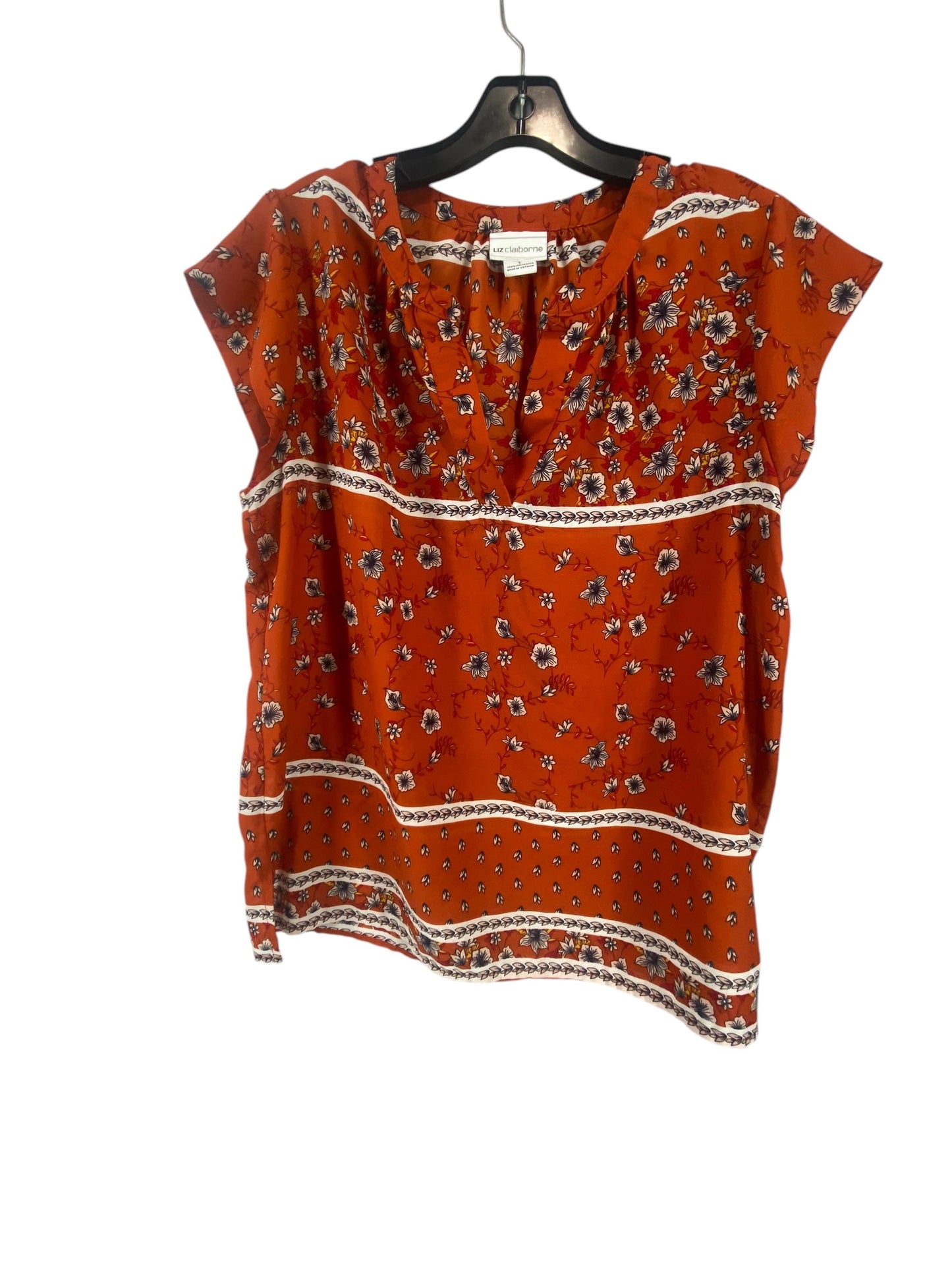 Top Short Sleeve By Liz Claiborne In Orange, Size: L