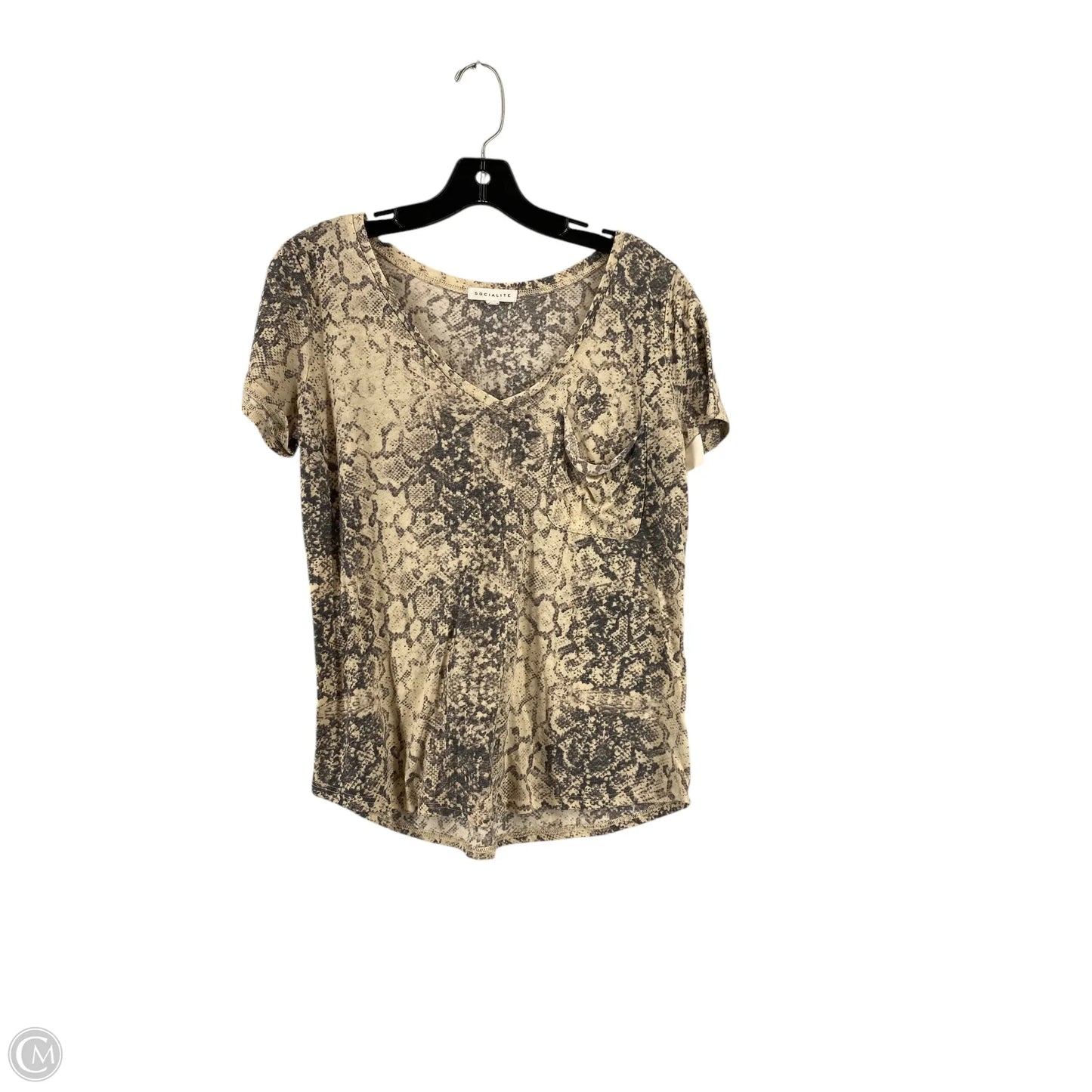 Top Short Sleeve By Socialite In Snakeskin Print, Size: M