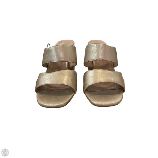 Sandals Heels Block By Adrienne Vittadini In Gold, Size: 6.5