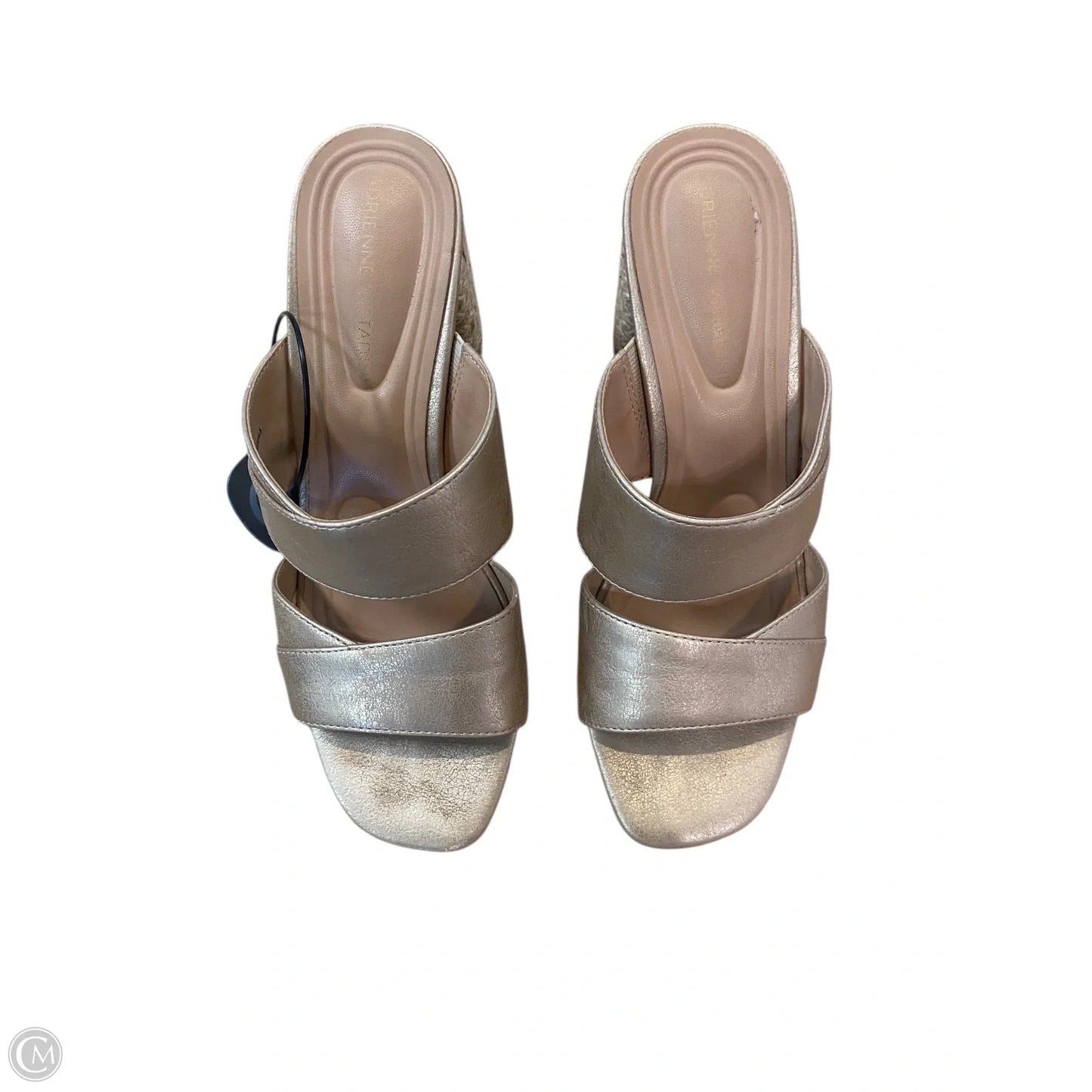 Sandals Heels Block By Adrienne Vittadini In Gold, Size: 6.5