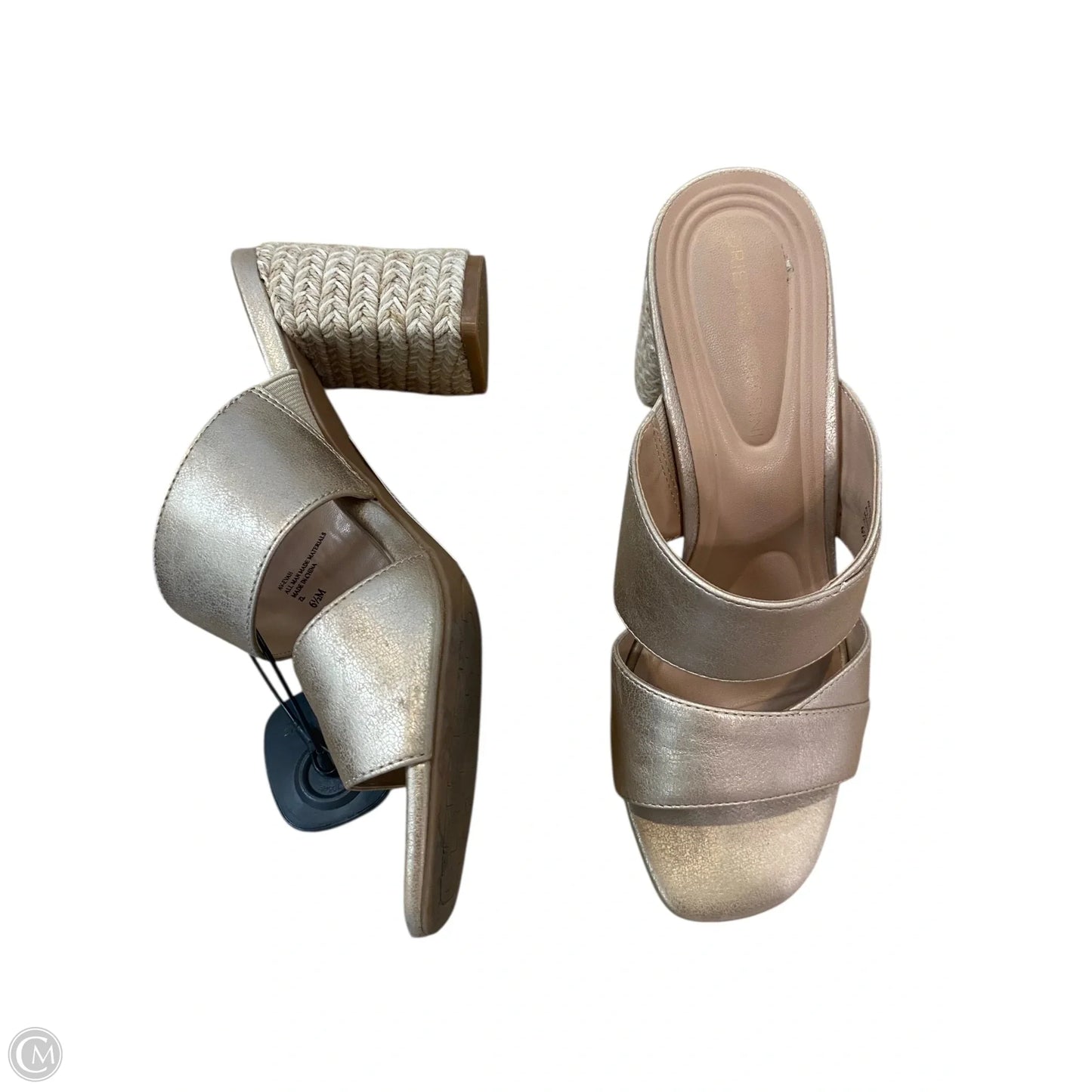 Sandals Heels Block By Adrienne Vittadini In Gold, Size: 6.5