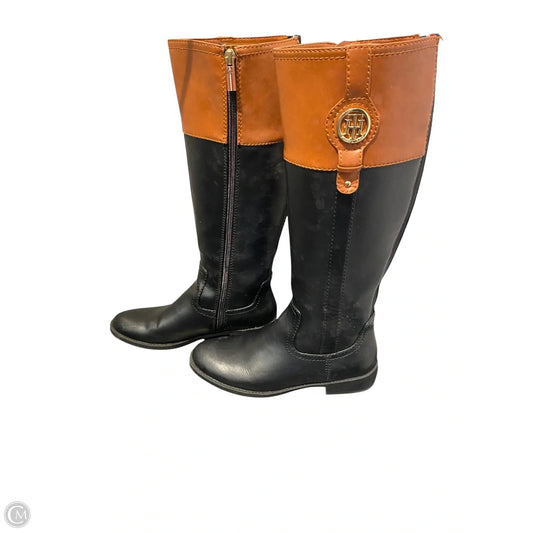 Boots Mid-calf Heels By Tommy Hilfiger In Black & Brown, Size: 6.5