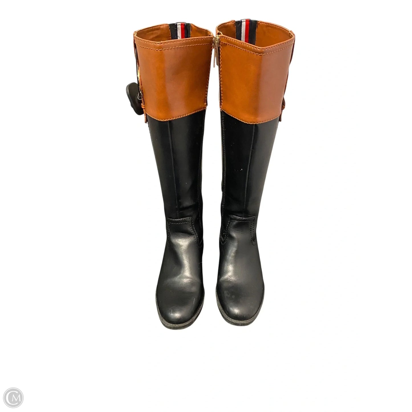 Boots Mid-calf Heels By Tommy Hilfiger In Black & Brown, Size: 6.5