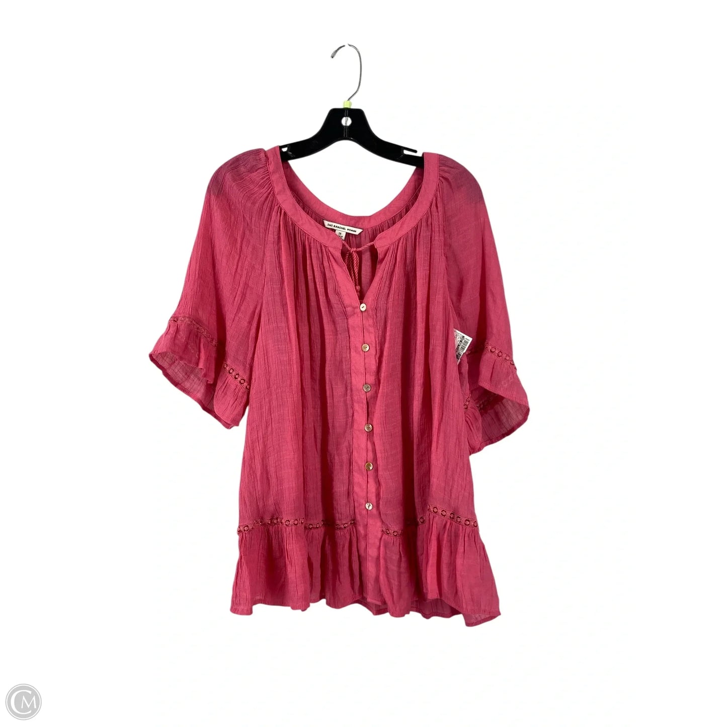 Top Short Sleeve By Zac And Rachel In Pink, Size: 2x