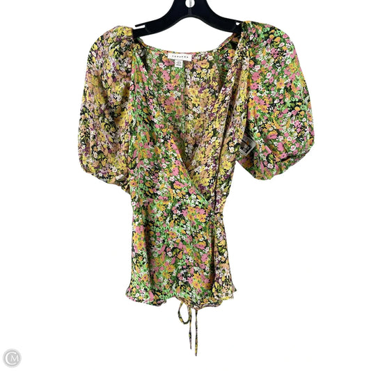 Top Short Sleeve By Topshop In Floral Print, Size: 4
