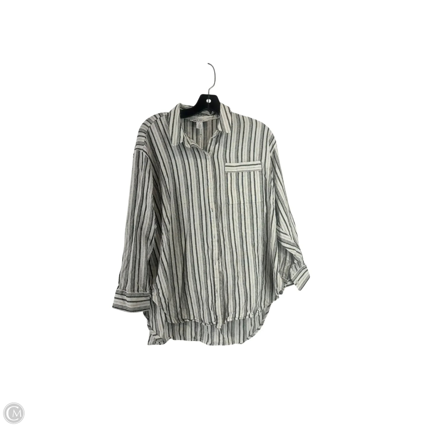 Top Long Sleeve By Nine West In Striped Pattern, Size: L