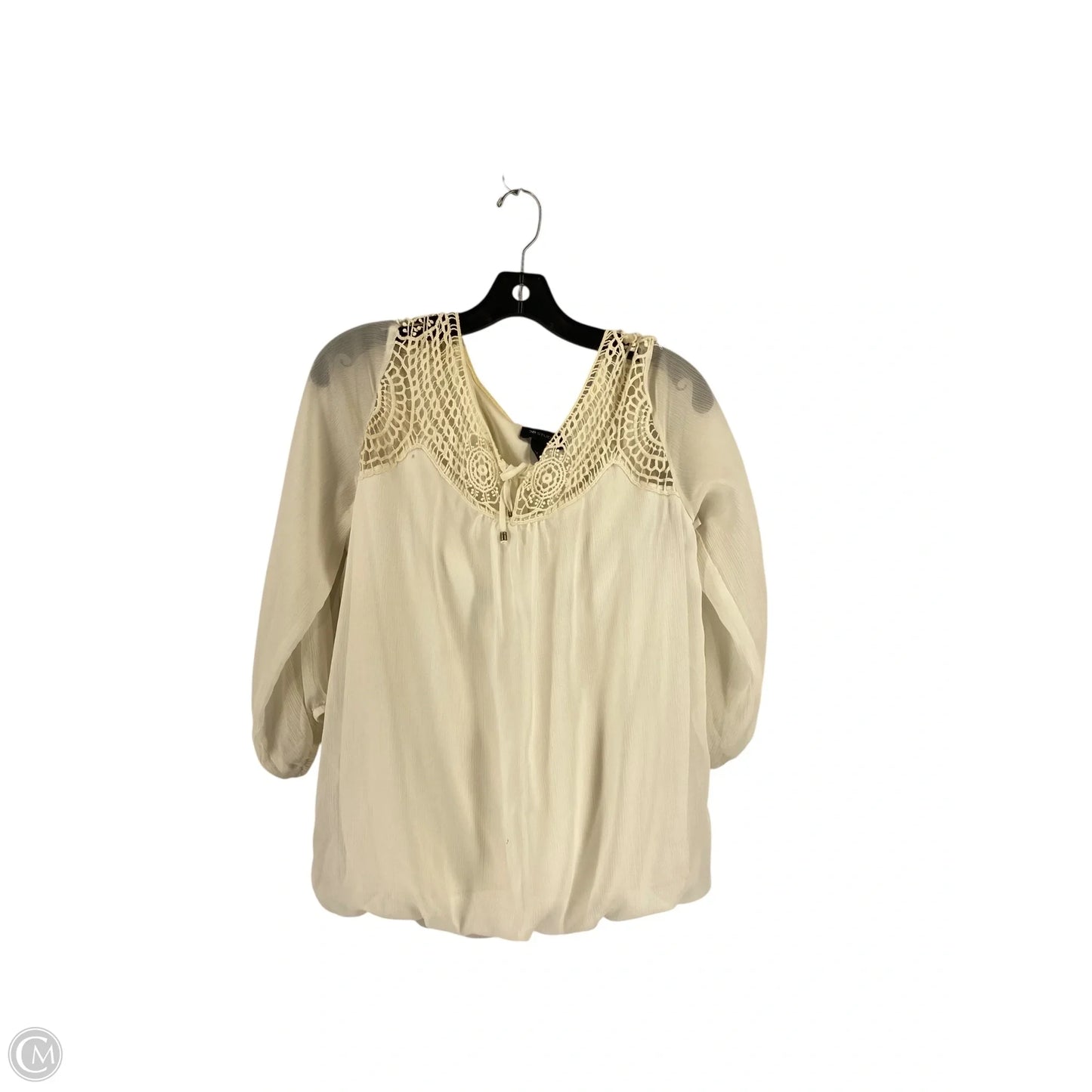 Top Long Sleeve By Ab Studio In Cream, Size: M