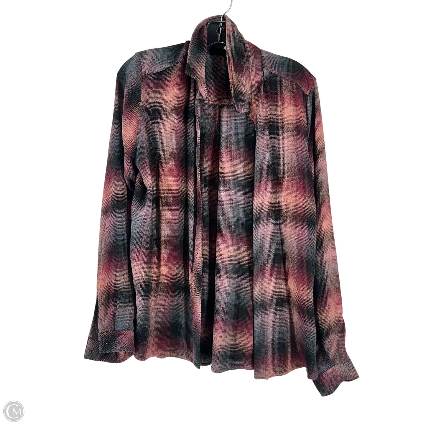 Top Long Sleeve By Cloth & Stone In Plaid Pattern, Size: M