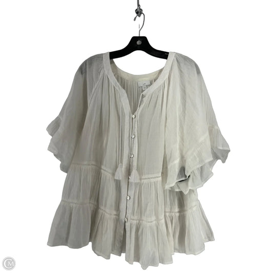 Top Short Sleeve By Clothes Mentor In White, Size: L