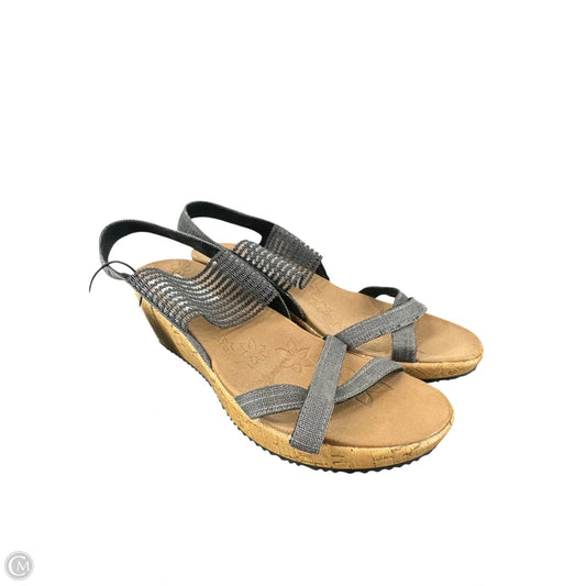 Sandals Heels Wedge By Skechers In Grey, Size: 9.5