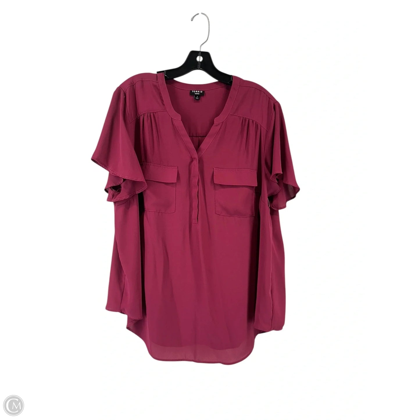 Blouse Short Sleeve By Torrid In Purple, Size: 2x