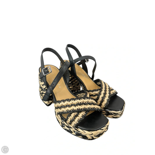 Sandals Heels Block By Marc Fisher In Black & Tan, Size: 5.5